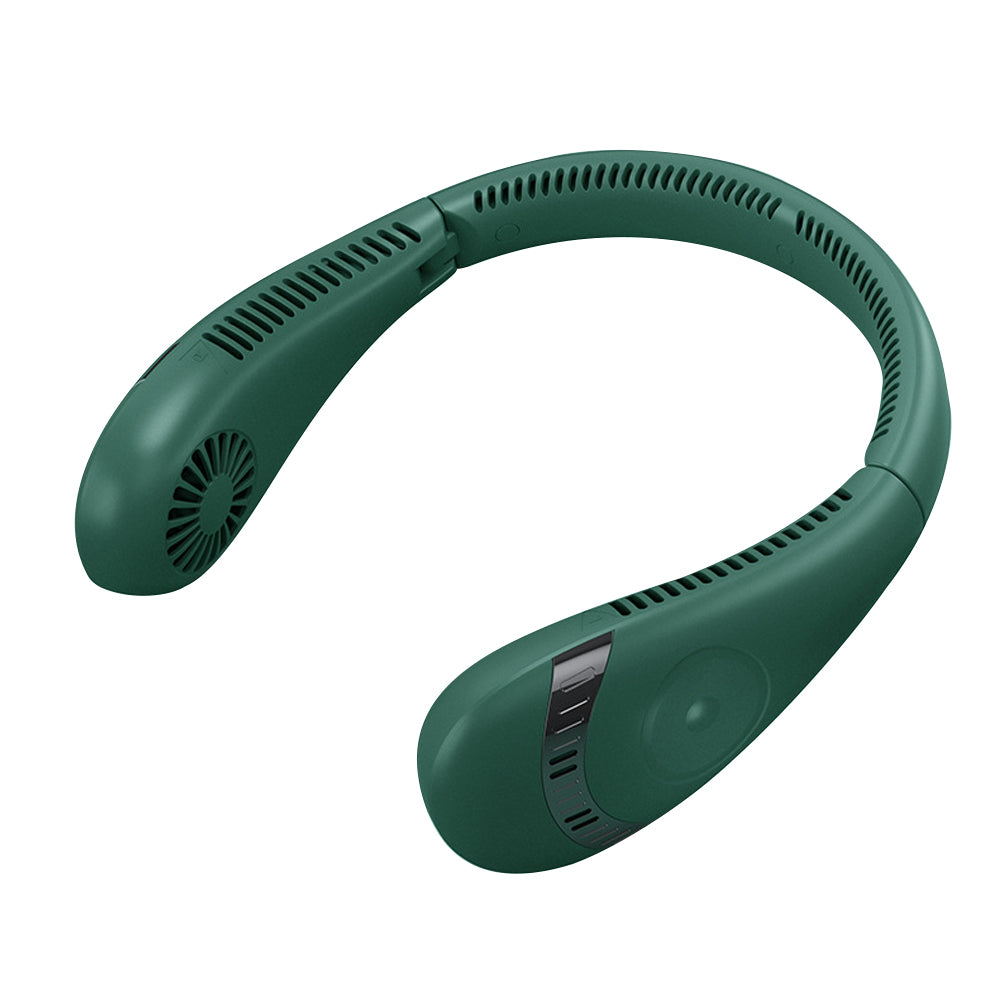 2PCS Portable Hanging Neck Fan Folding Rechargeable Personal Cooling Fan for Office Sports Traveling -White and Green