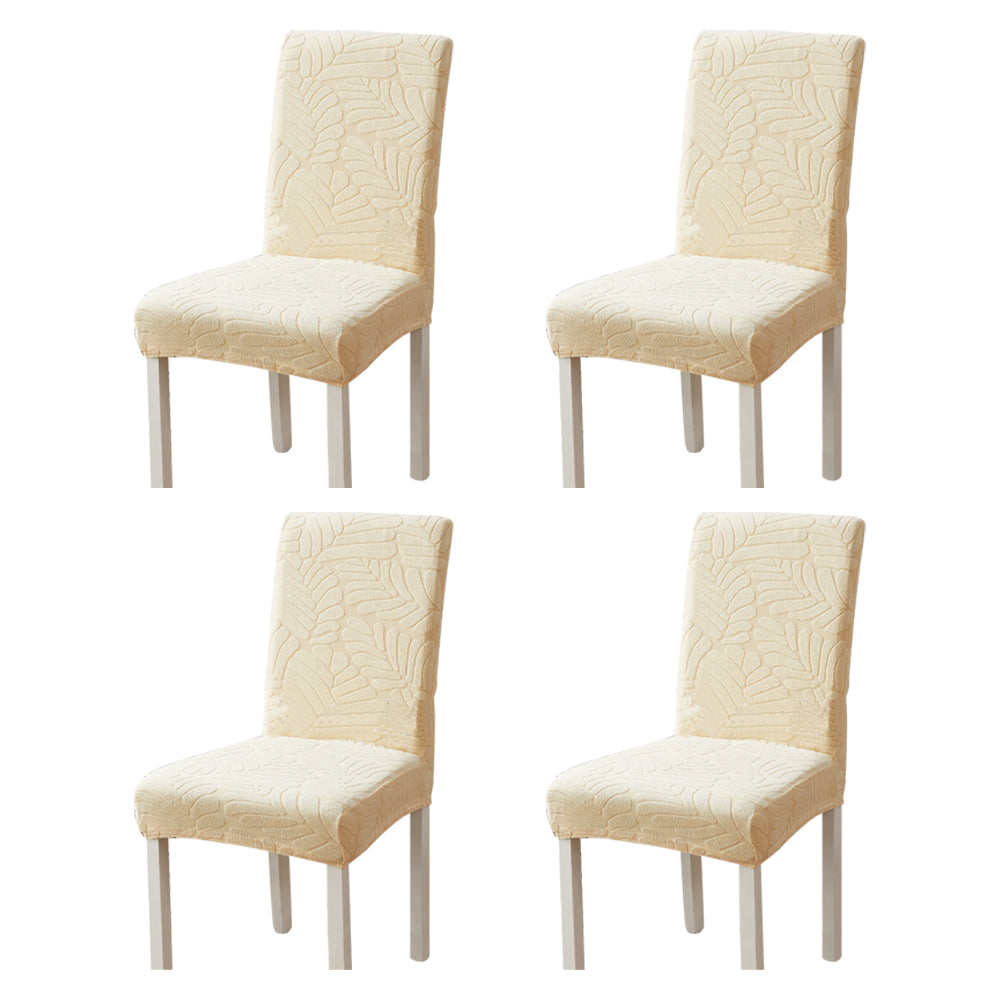 Chair Cover 4Pcs Stretch Dining Chair Cover Seat Covers Washable Banquet Wedding Party Jacquard Chair Cover-Beige