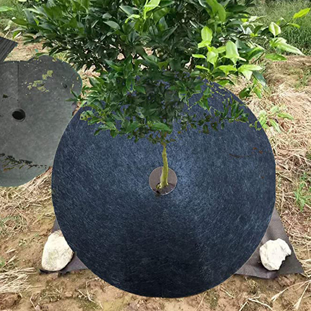 20Pcs Non Woven Tree Mulch Ring Plant Protector Mat Round Gardening Landscaping Fabric Cover -L