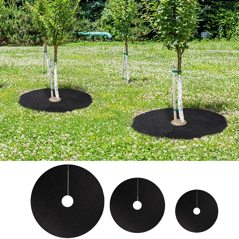 20Pcs Non Woven Tree Mulch Ring Plant Protector Mat Round Gardening Landscaping Fabric Cover -L