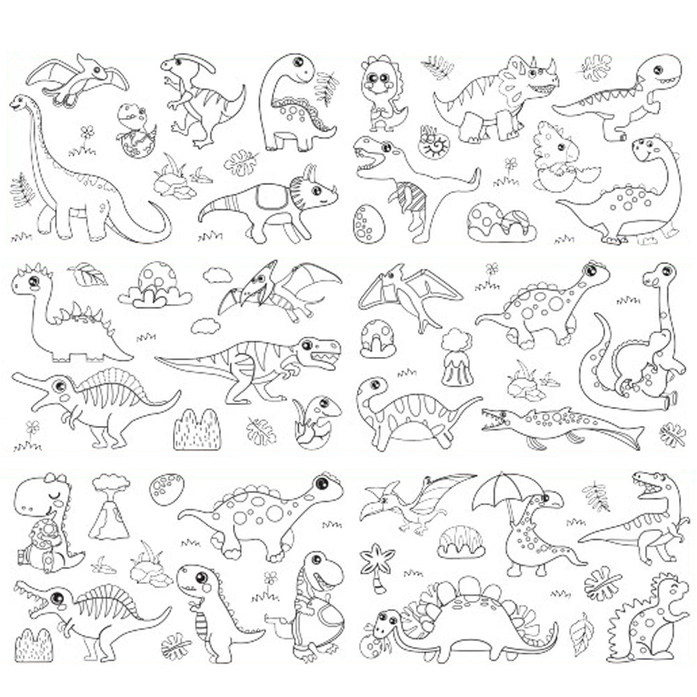 Wall Art Children's Drawing Roll Paper Roll Sticky DIY Painting Paper Drawing Color Filling Paper-Dinosaur Paradise