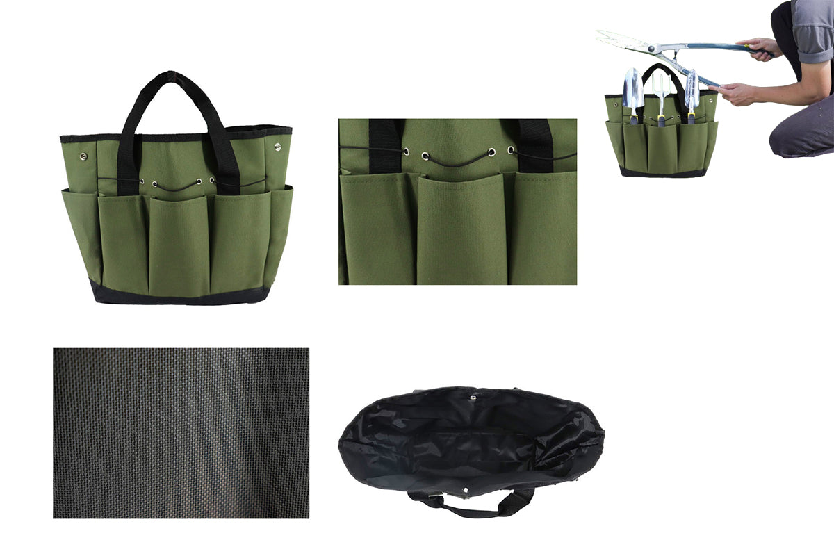 Gardening Tool Bag with Pockets Garden Plant Tool Set Store Content Bag-Army Green