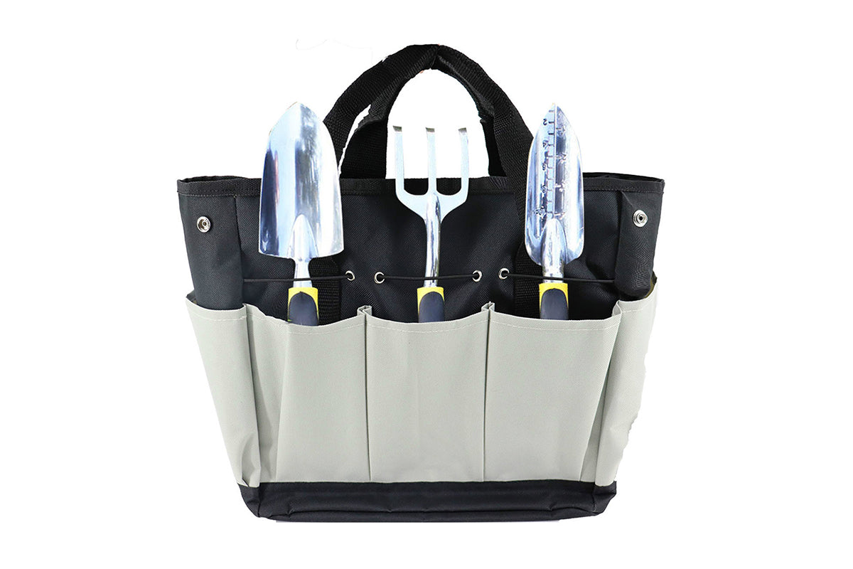 Gardening Tool Bag with Pockets Garden Plant Tool Set Store Content Bag-Black Grey