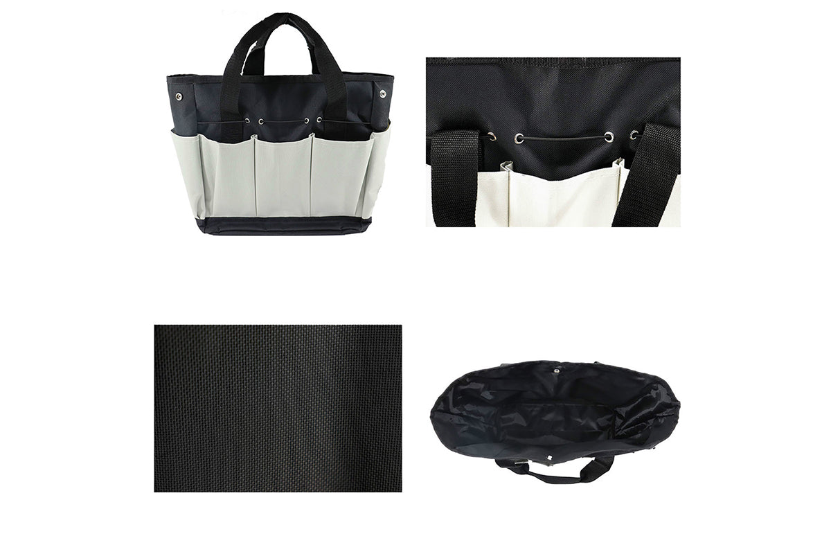 Gardening Tool Bag with Pockets Garden Plant Tool Set Store Content Bag-Black Grey
