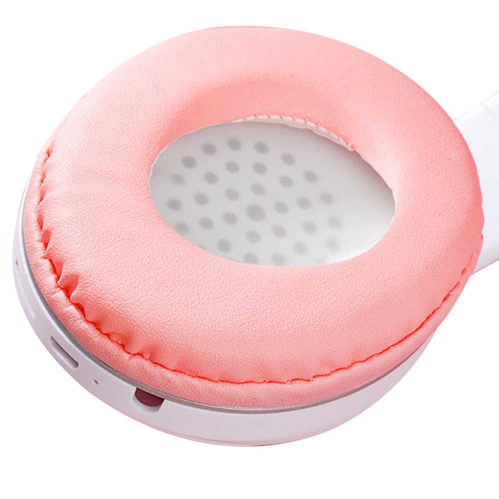 Gaming Headset Wireless Headset 5.0 Bluetooth Wireless Headphones Cute Cat Ears LED Breathing Light Headphones -Pink