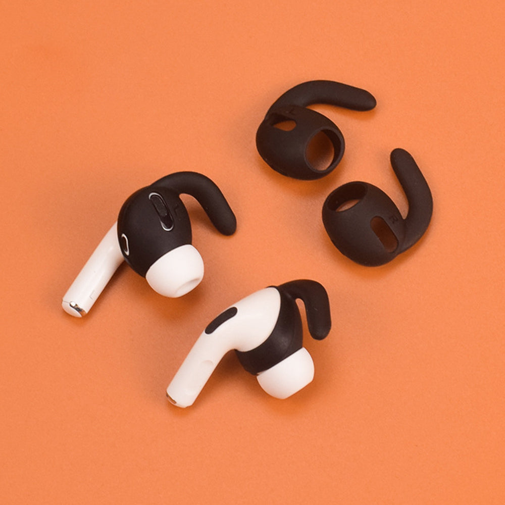 Ear Hooks Covers 3 Pairs AirPods Pro Ear Hooks Secure Anti Slip Covers Silicone Earphone Cover -Black
