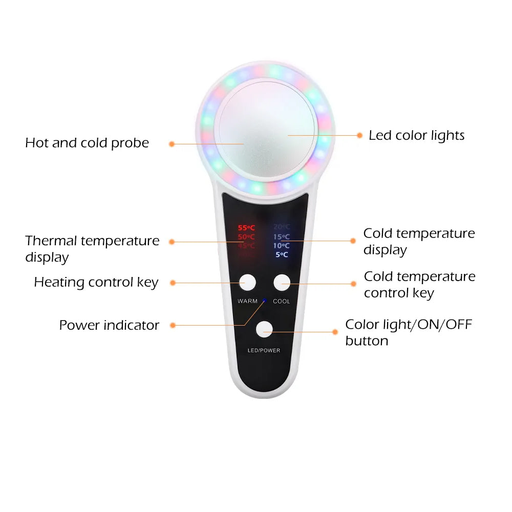 Rechargeable Beauty Device Hot Cold Therapy Facial Device Lift Firming Massager Anti Wrinkle