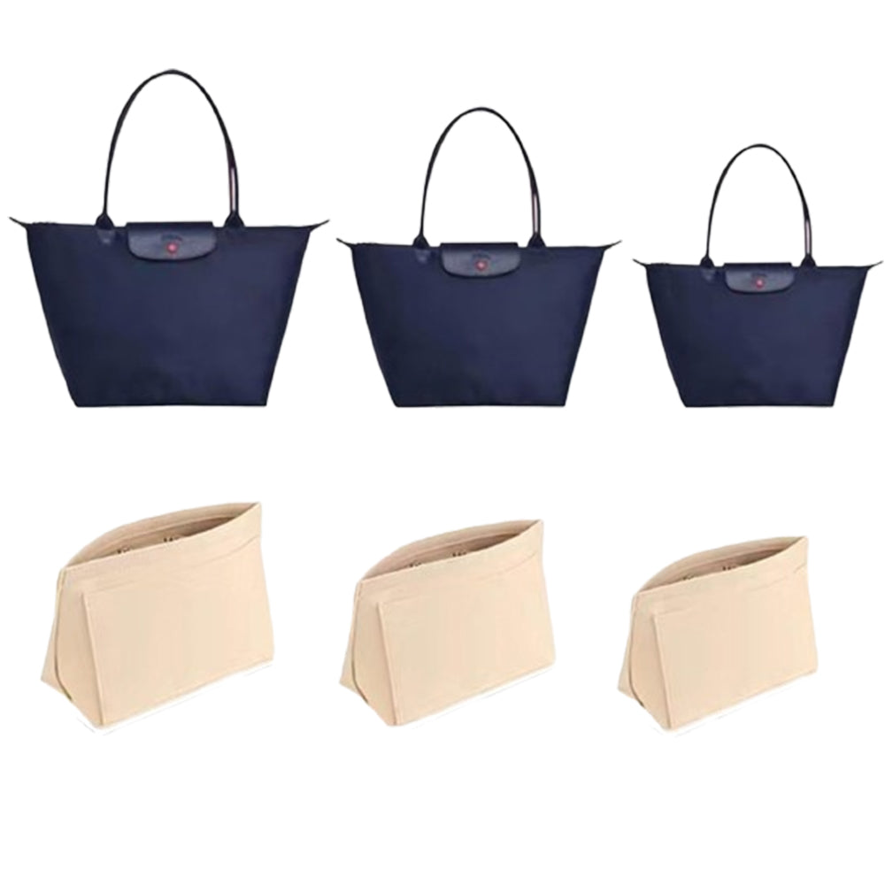 Felt Purse Insert Organizer Interior Zipper Storage Bag for Handbag Tote Bag Insert Bag Beige