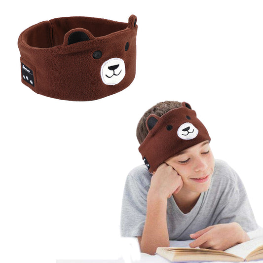 Kids Bluetooth Sleep Eye Mask Travel Wireless Sleeping Music Headband Earphone Brown Bear