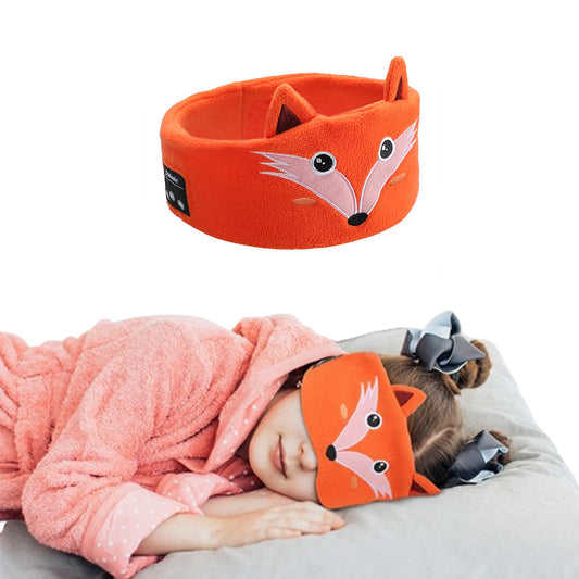 Kids Bluetooth Sleep Eye Mask Travel Wireless Sleeping Music Headband Earphone Orange Fox