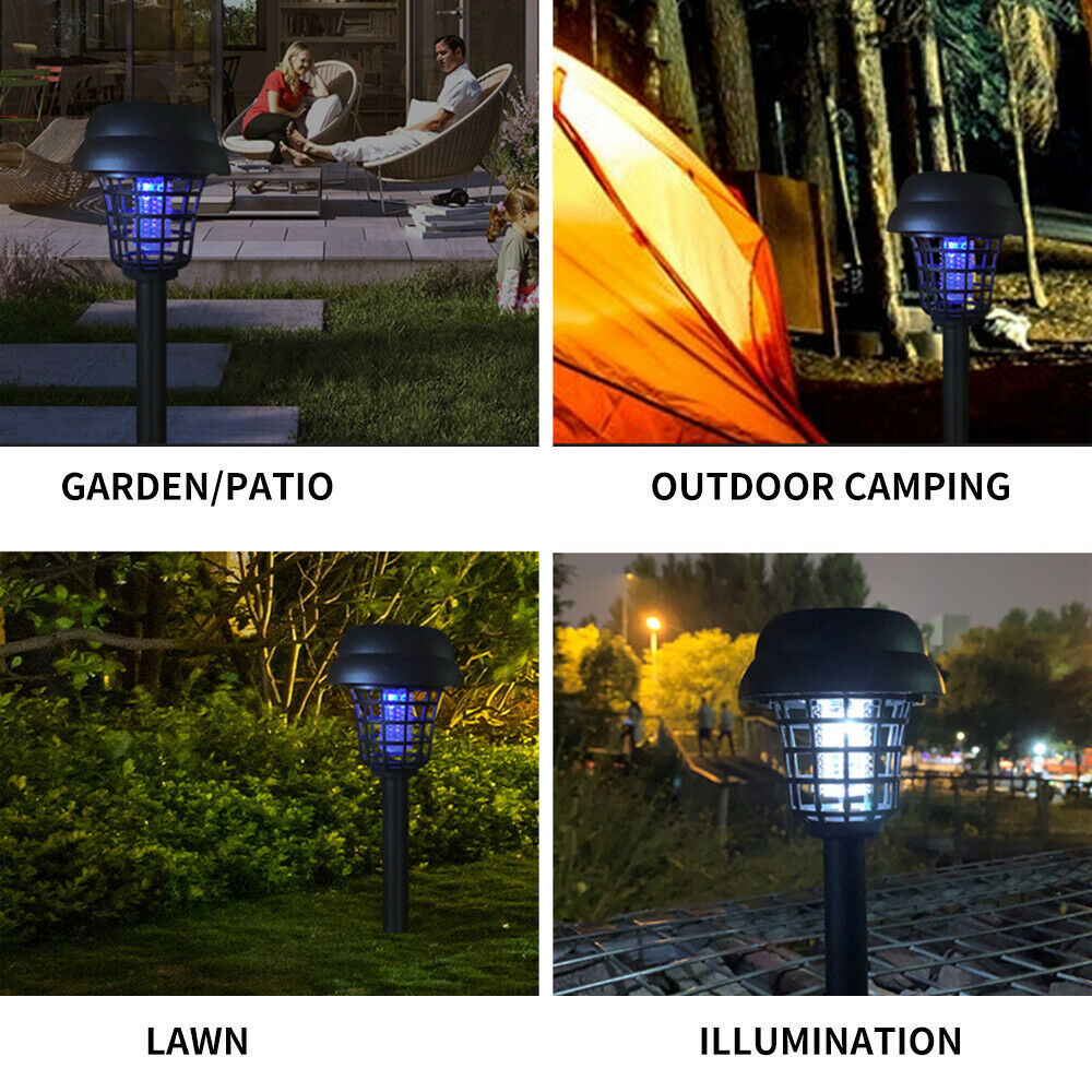 4Pcs/8Pcs Solar LED Light & UV Bug Zapper Mosquito Fly Insect Repeller Killer Garden Path Lamp