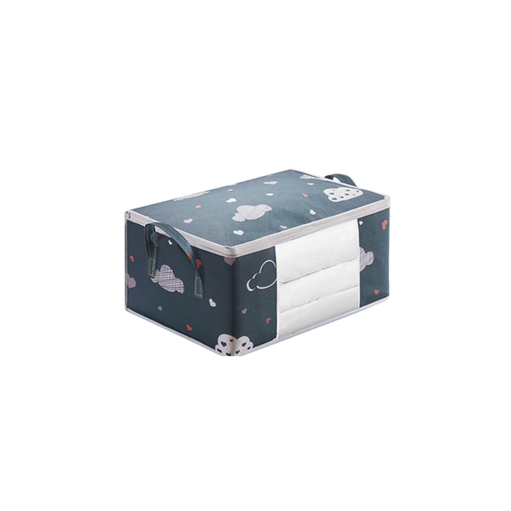 Two-Piece Navy Large Capacity Printed Quilt Storage Bag Set