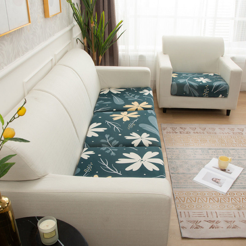 8Pcs Printed Stretchable Sofa Seat Cover -Green