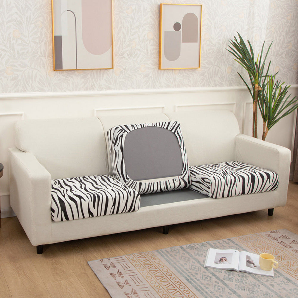 2Pcs Printed Stretchable Sofa Seat Cover -Black