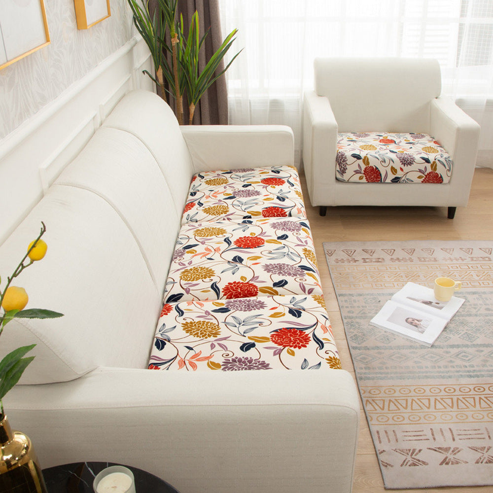 4Pcs Printed Stretchable Sofa Seat Cover -White