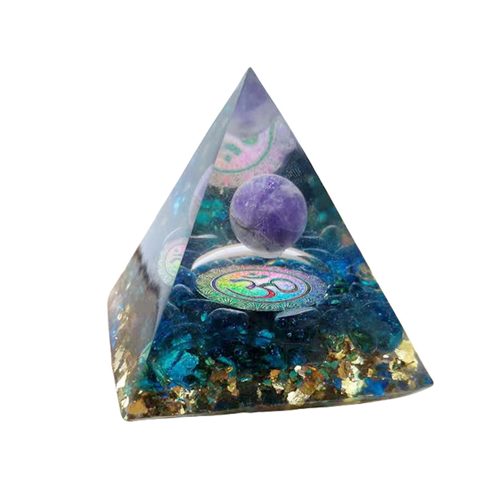 2X Amethyst Stone Sphere Orgonite Pyramid Obsidian Chakra Stone Decor Style 2 3