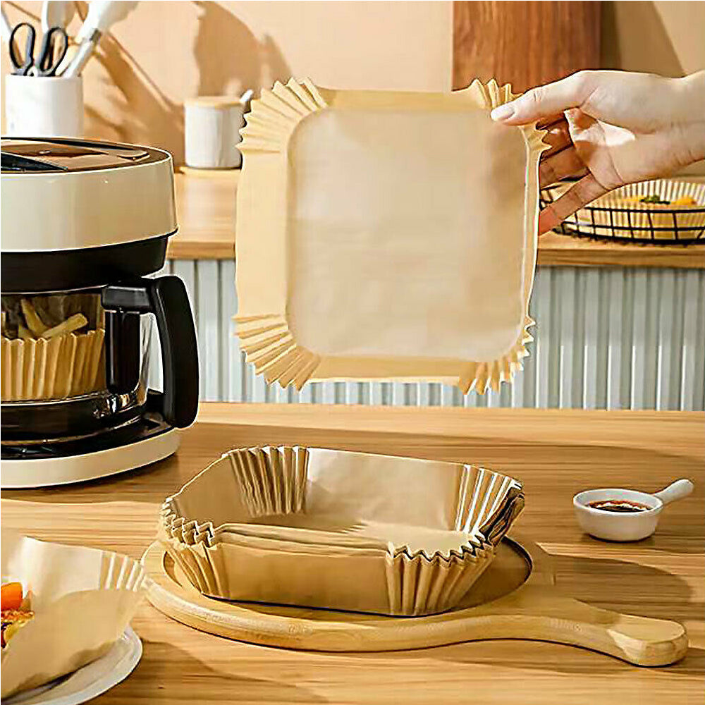100 Sheets Disposable Square Air Fryer Paper Liner Brown