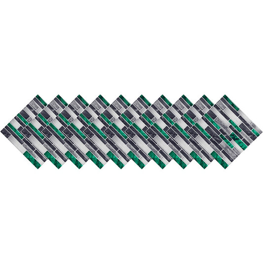 Wall Art 10Pcs Self-Adhesive Imitation Marbling Tile Stickers-Green