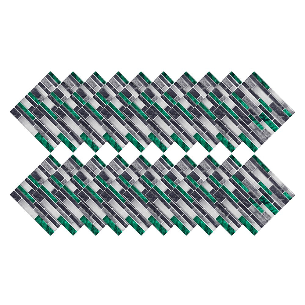 Wall Art 20Pcs Self-Adhesive Imitation Marbling Tile Stickers-Green