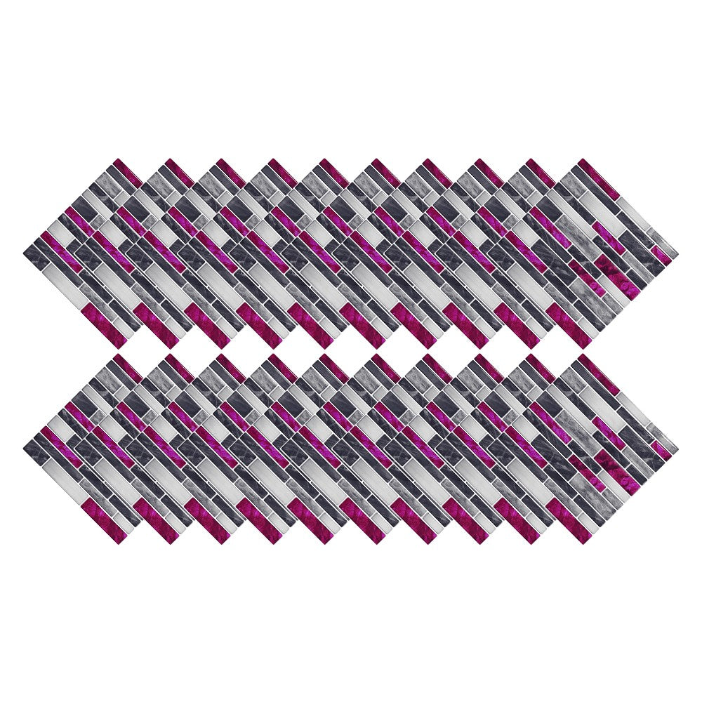 Wall Art 20Pcs Self-Adhesive Imitation Marbling Tile Stickers-Purple