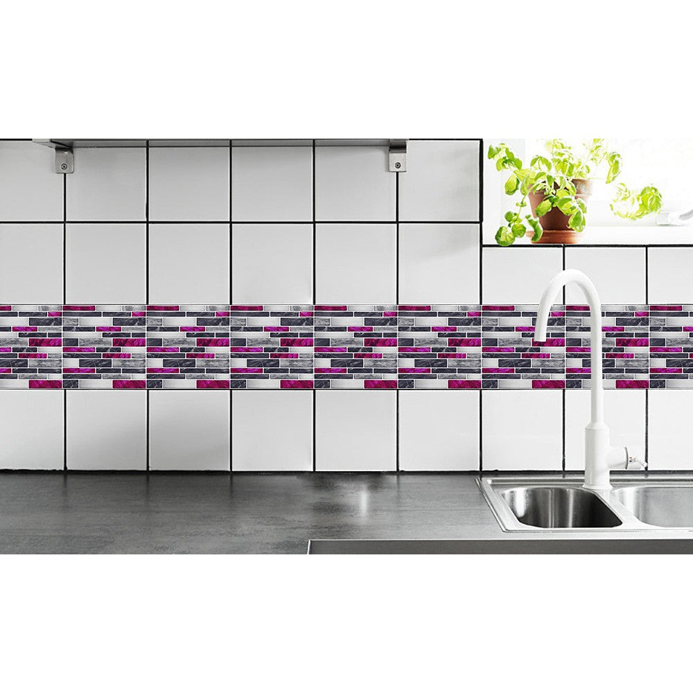 Wall Art 10Pcs Self-Adhesive Imitation Marbling Tile Stickers-Purple