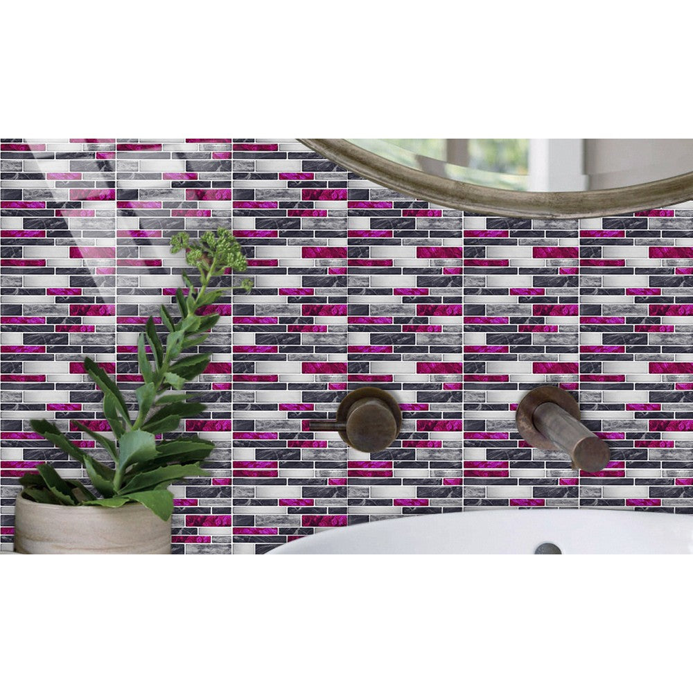 Wall Art 20Pcs Self-Adhesive Imitation Marbling Tile Stickers-Purple