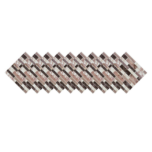 Wall Art 10Pcs Self-Adhesive Imitation Marbling Tile Stickers-Brown