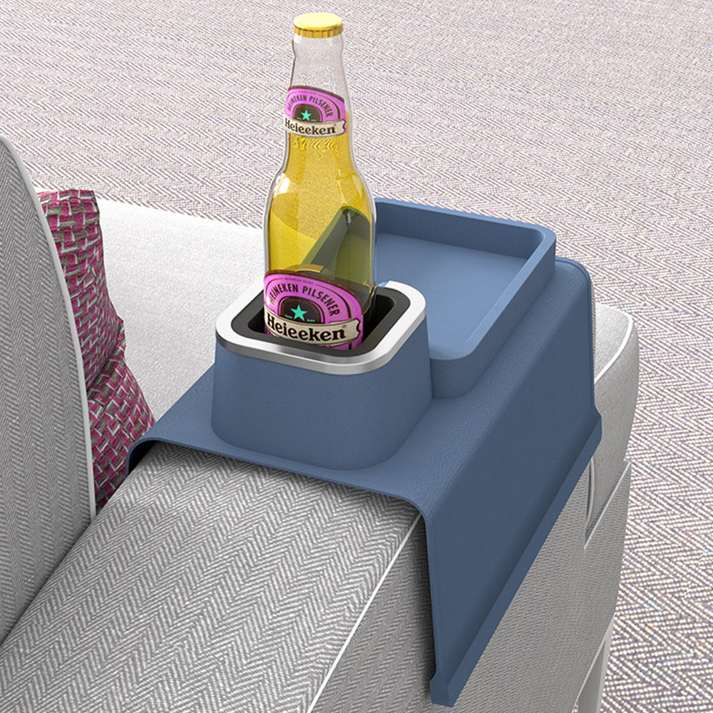 2pcs Couch Cup Holder Silicone Sofa Armrest Tray for Remote Snacks Gift for Family Friends -Blue
