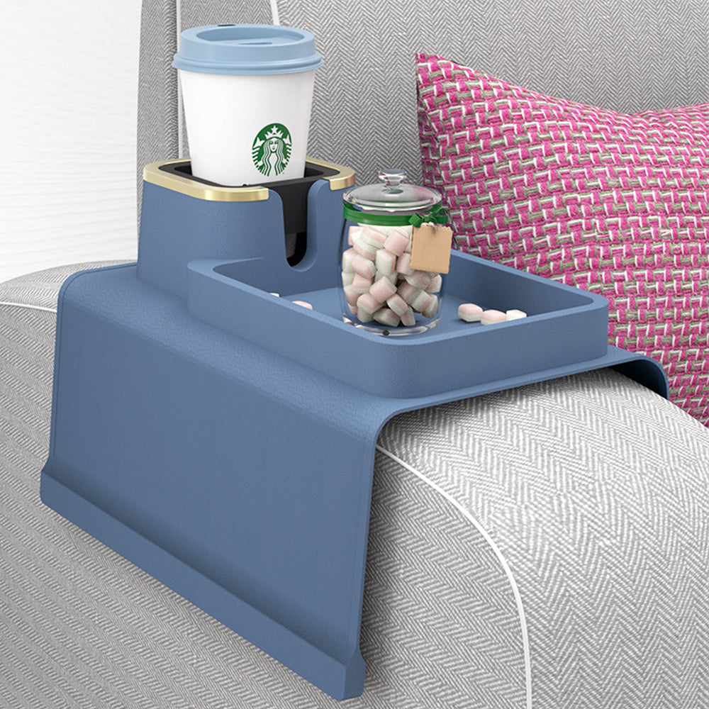 2pcs Couch Cup Holder Silicone Sofa Armrest Tray for Remote Snacks Gift for Family Friends -Blue