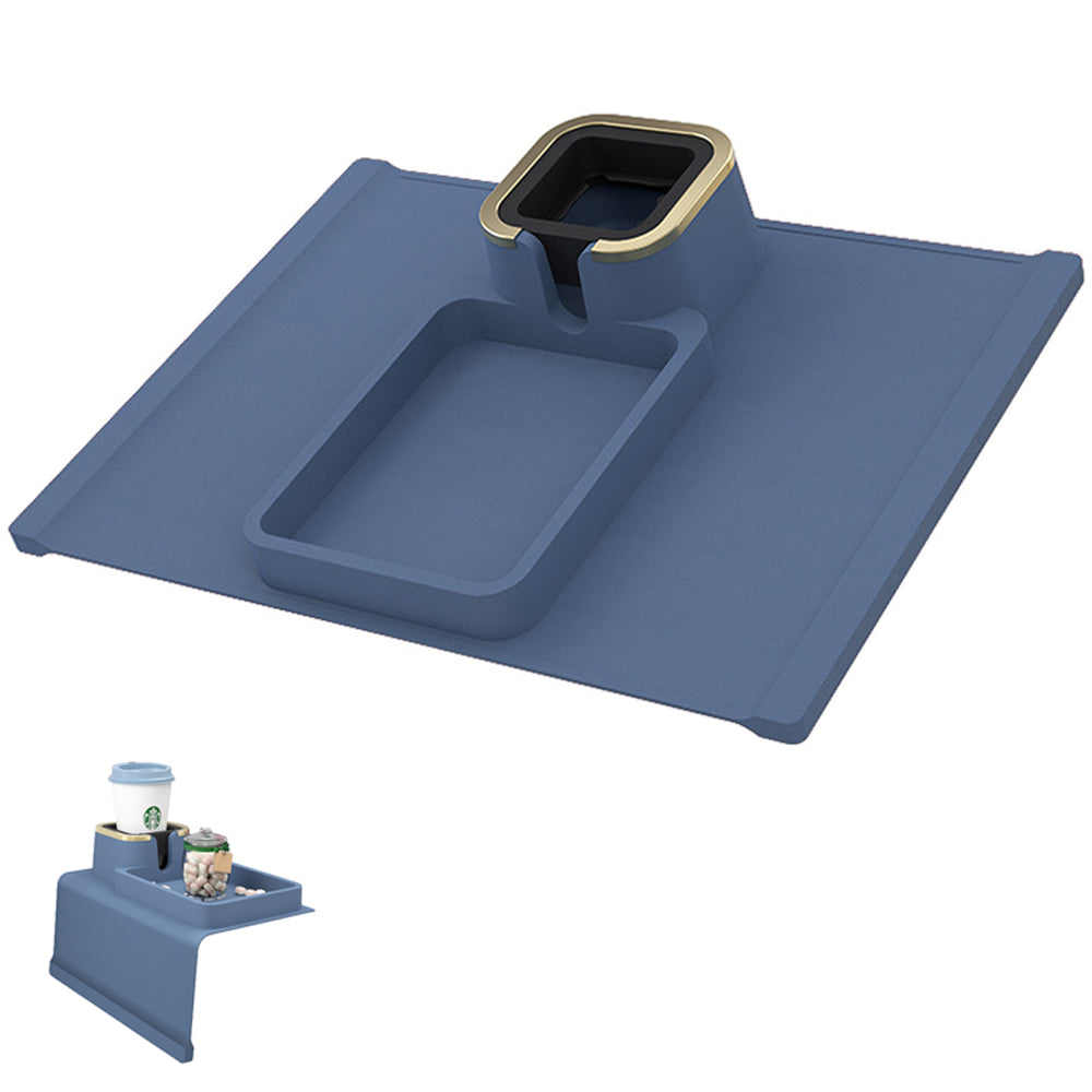 2pcs Couch Cup Holder Silicone Sofa Armrest Tray for Remote Snacks Gift for Family Friends -Blue