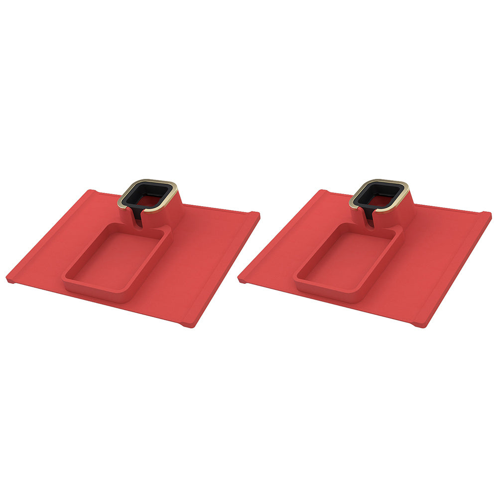 2pcs Couch Cup Holder Silicone Sofa Armrest Tray for Remote Snacks Gift for Family Friends -Red