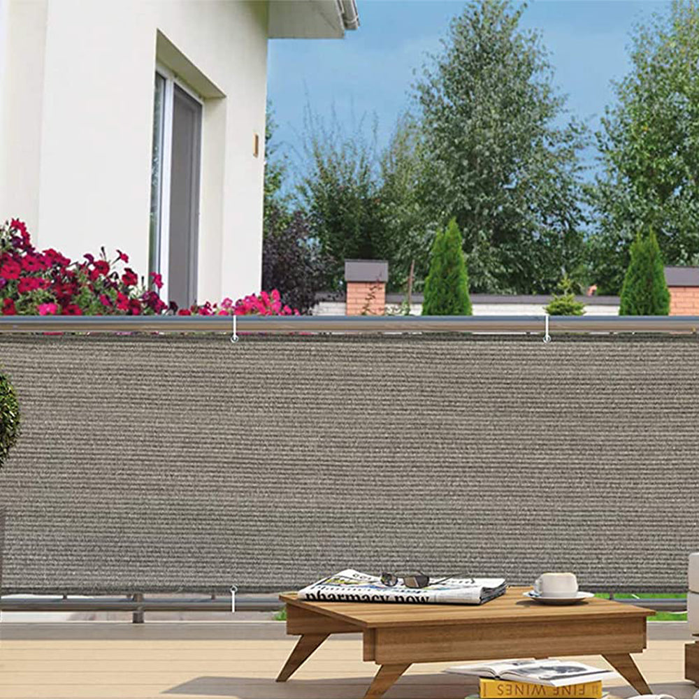 2pcs Balcony Privacy Screen Cover 5M Sun Shade Protection Mesh Net for Patio Fence Porch -Grey