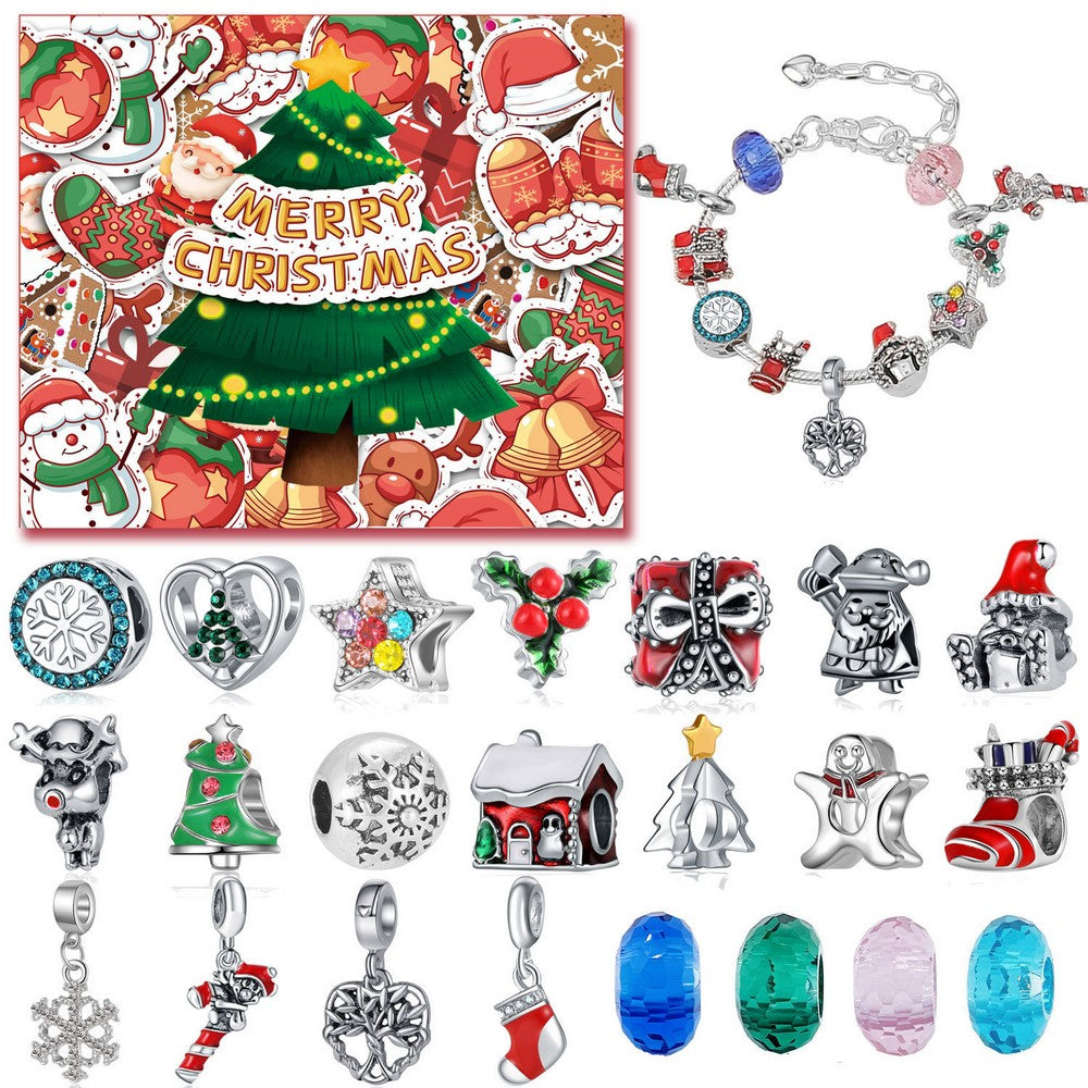 Christmas Advent Calendar Bracelets DIY Jewelry Making Kit 24 Days Countdown Christmas Gift Set