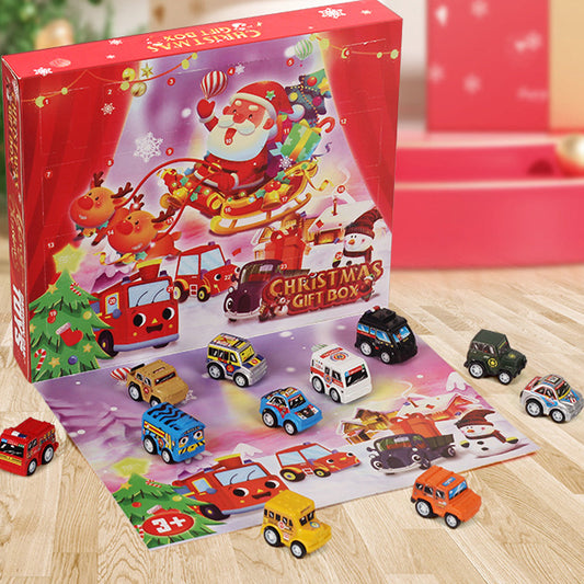 Christmas Advent Calendar for Kids, 24 Days Countdown Calendar Toys with Cars Set for Boys Kids Party Favors Xmas Gift Tags