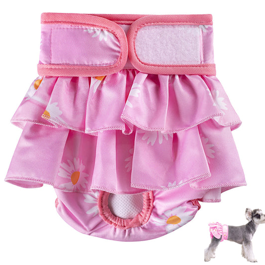 Washable Reusable Dog Diapers Female Adjustable Sanitary Nappy Pants Underpants for Heat Period Incontinence -Pink