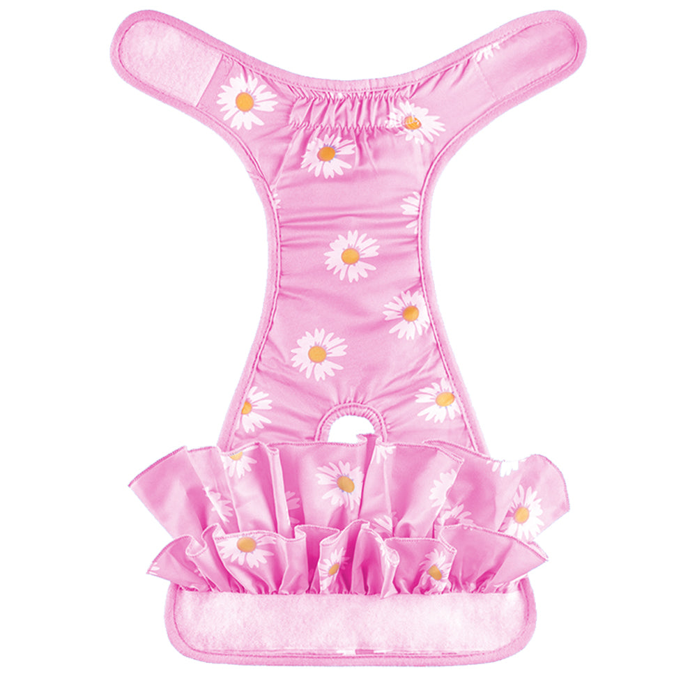 Washable Reusable Dog Diapers Female Adjustable Sanitary Nappy Pants Underpants for Heat Period Incontinence -Pink