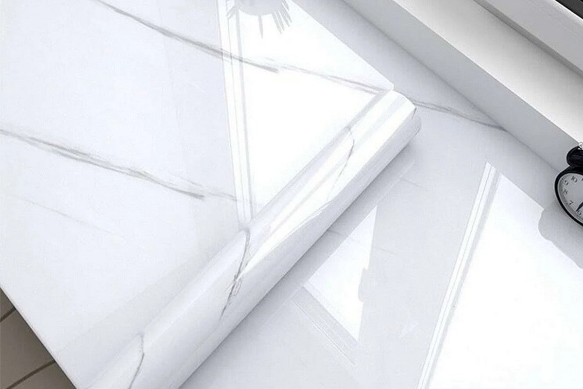 Marble paper PVC Stick wall for Bathroom Kitchen Film Stain-Resistant Waterproof 10 M-white