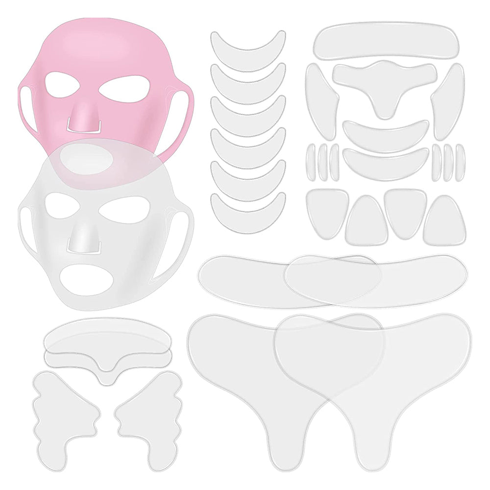 Set of 32Pcs Reusable Silicone Facial Anti-Wrinkle Pads Sleeping Mask Cover for Face Neck Eyes Chest