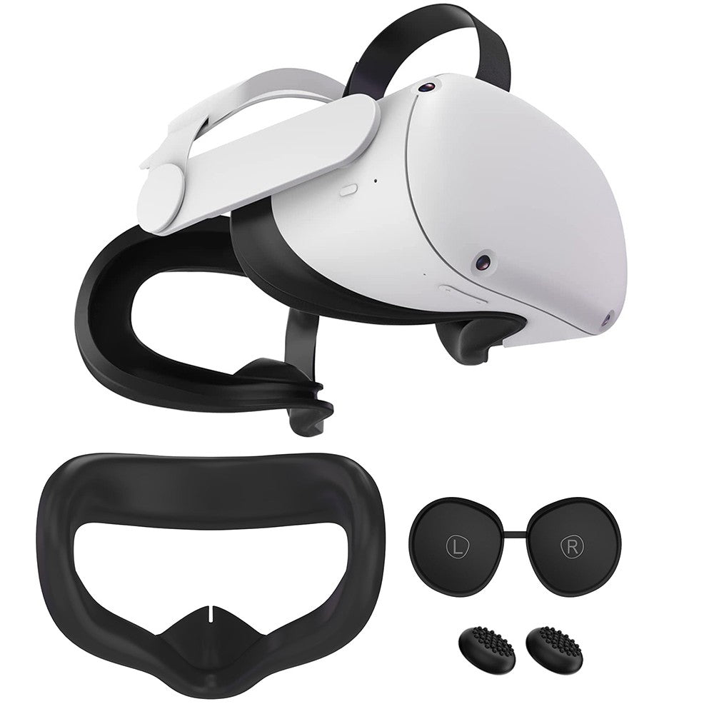 VR Silicone Face Cover Pad And Lens Cover with Joystick Cover for Oculus Quest 2 Black