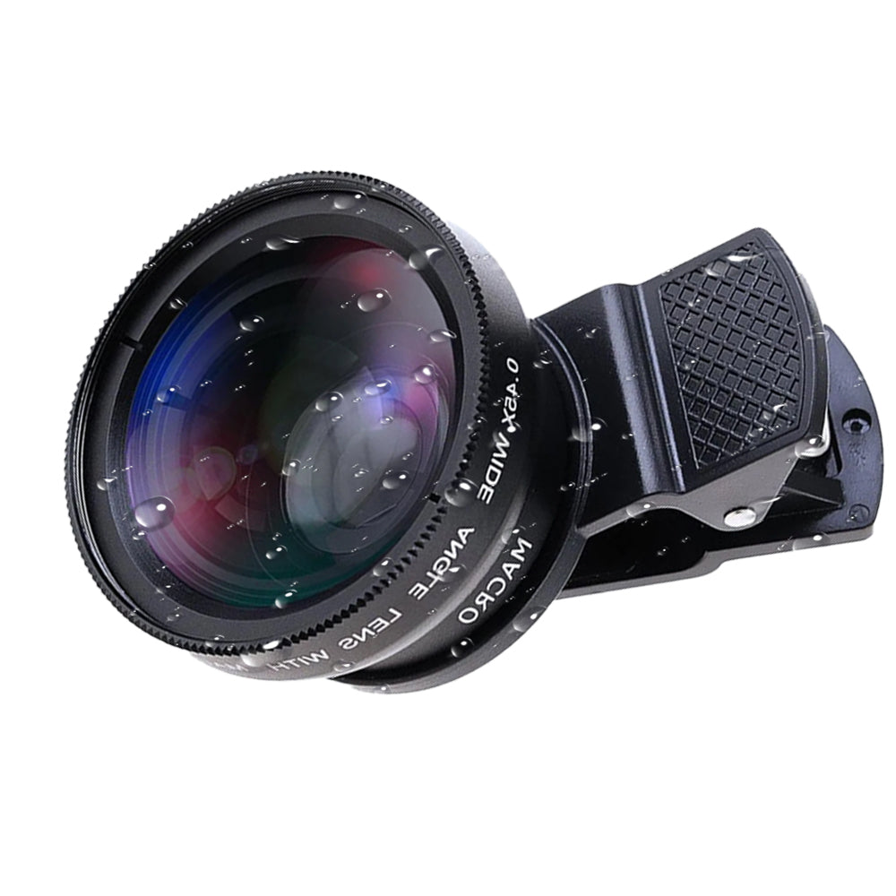 2pcs Cell Phone Camera Lens 2 in1 Portable Wide Angle Macro Cell Phone Camera Lens Kit -Black