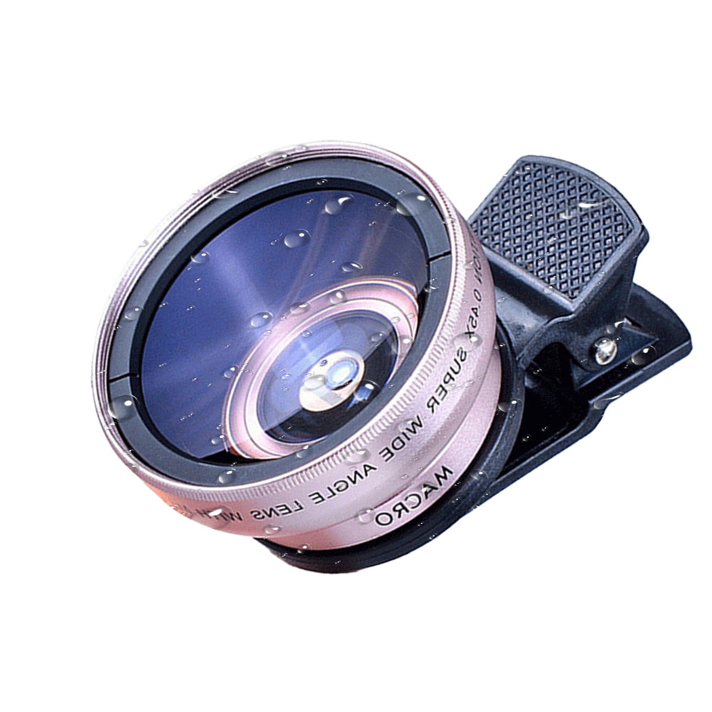 2pcs Cell Phone Camera Lens 2 in1 Portable Wide Angle Macro Cell Phone Camera Lens Kit -Rose Gold