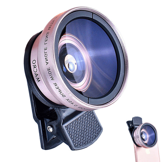 Cell Phone Camera Lens 2 in1 Portable Wide Angle Macro Cell Phone Camera Lens Kit -Rose Gold