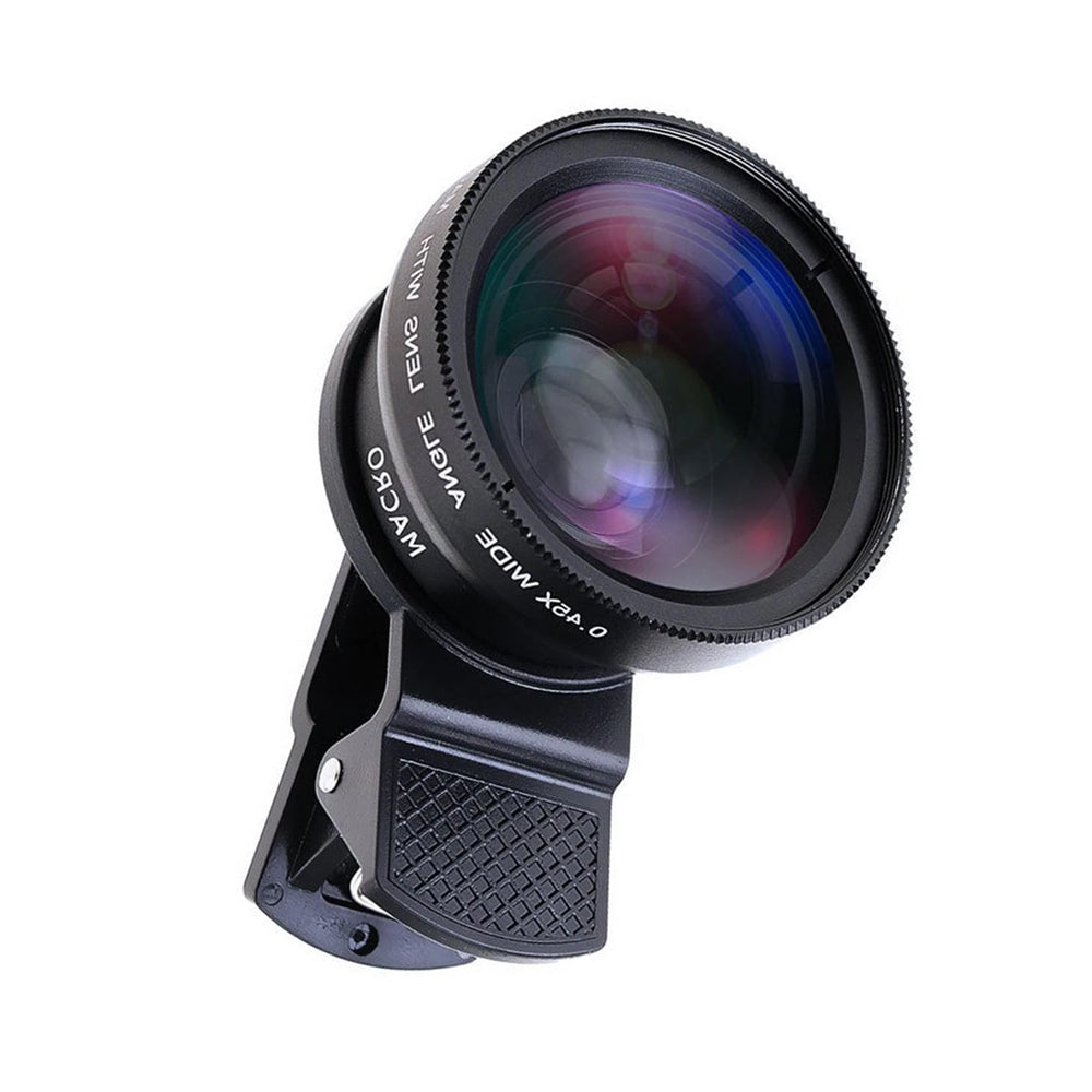 2pcs Cell Phone Camera Lens 2 in1 Portable Wide Angle Macro Cell Phone Camera Lens Kit -Black