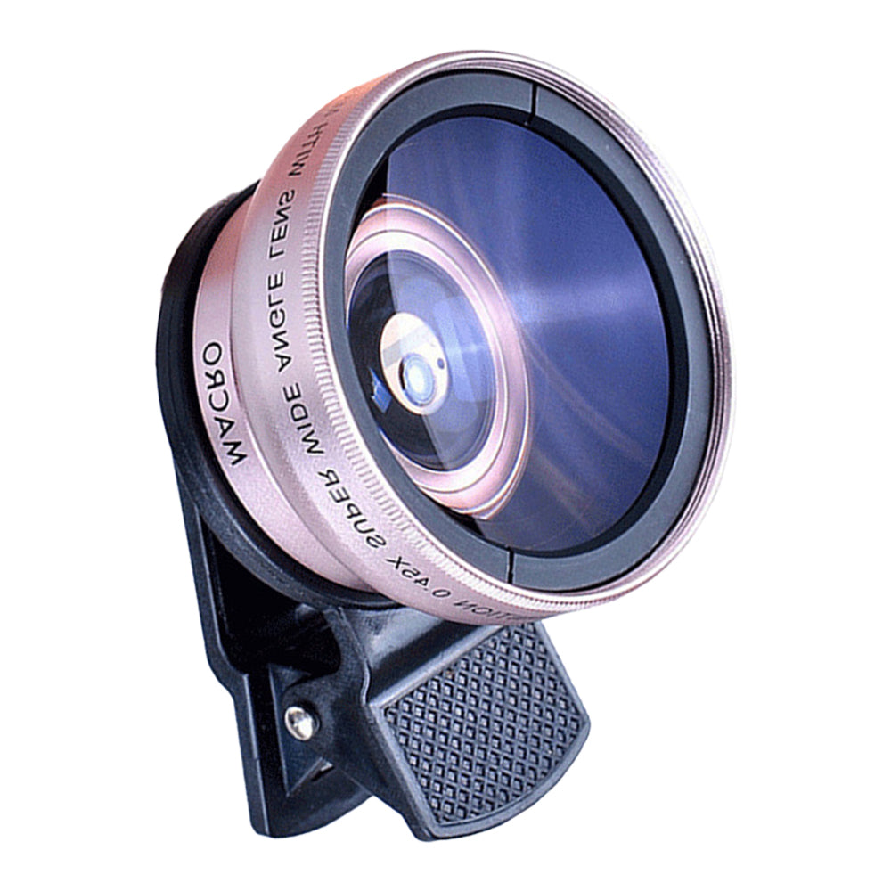 2pcs Cell Phone Camera Lens 2 in1 Portable Wide Angle Macro Cell Phone Camera Lens Kit -Rose Gold