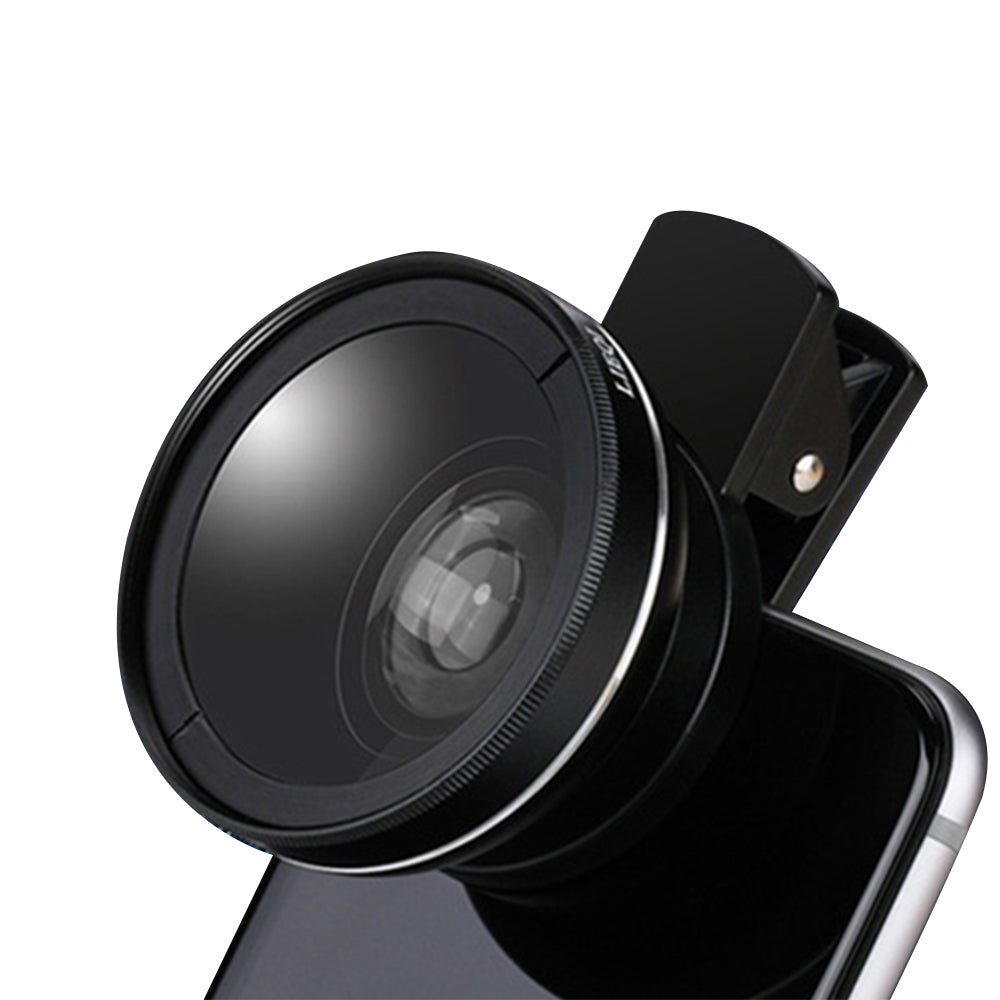 2pcs Cell Phone Camera Lens 2 in1 Portable Wide Angle Macro Cell Phone Camera Lens Kit -Black