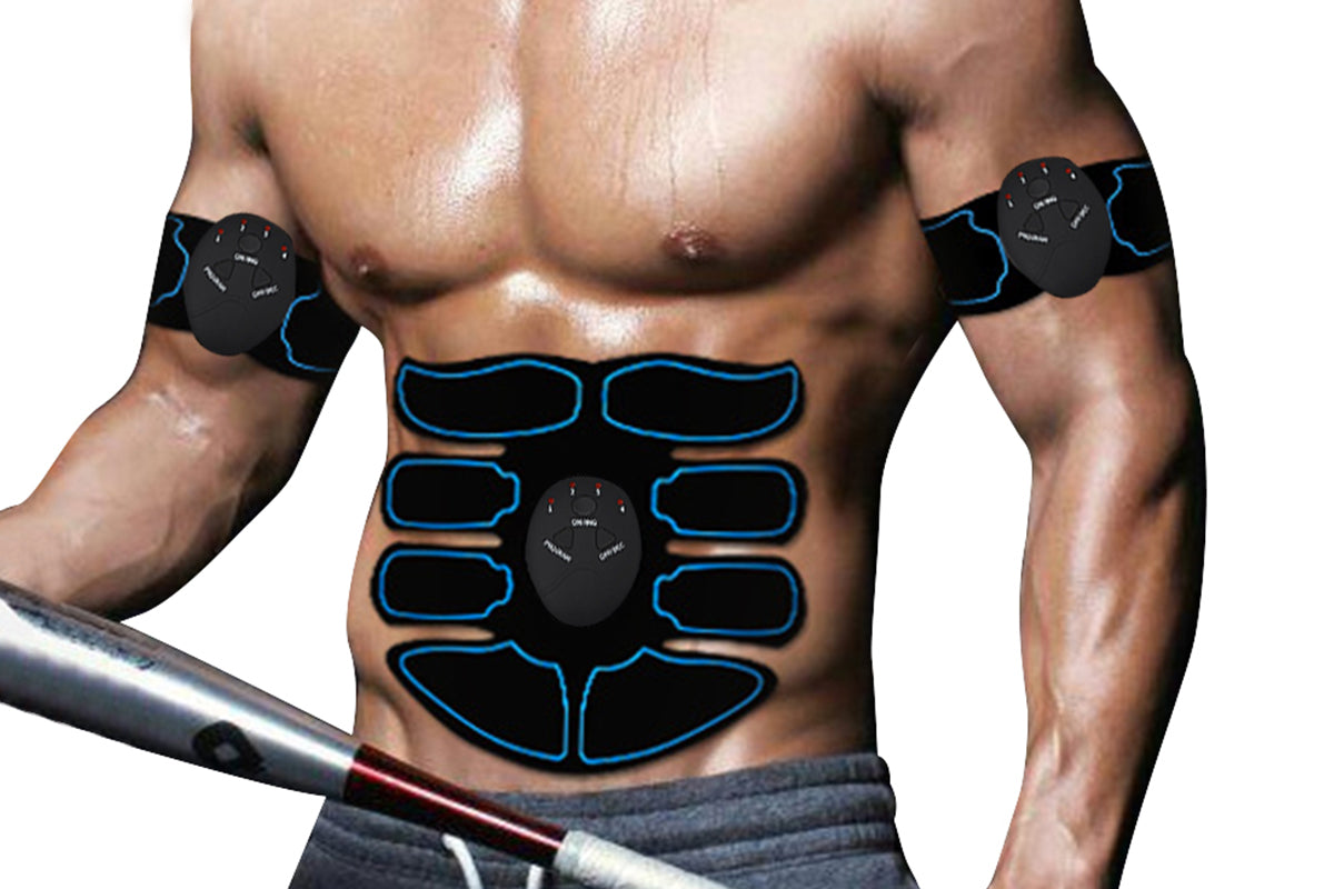 2Sets EMS Abdominal Muscle Training Belt Portable Muscle Stimulator Trainer Fitness Equipment for Home Gym Fitness Equipment-Blue