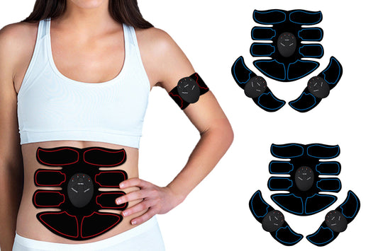 2Sets EMS Abdominal Muscle Training Belt Portable Muscle Stimulator Trainer Fitness Equipment for Home Gym Fitness Equipment-Blue