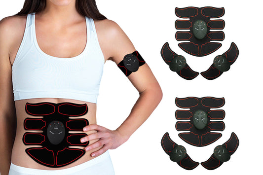 2Sets  EMS Abdominal Muscle Training Belt Portable Muscle Stimulator Trainer Fitness Equipment for Home Gym Fitness Equipment-Red