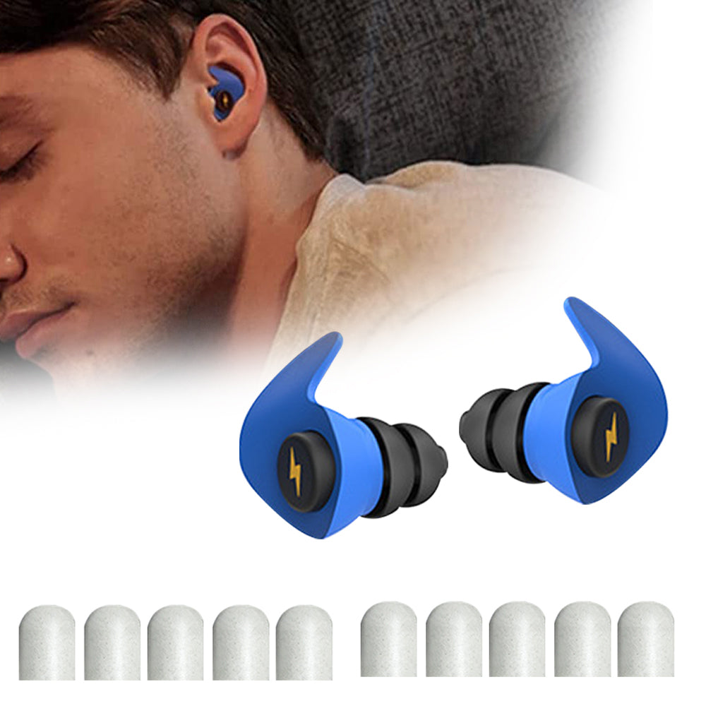 Ear Plugs for Sleeping Noise Silicone Earplugs Sound Reduction Reusable Earplugs with 5 Pairs Replacements -Blue