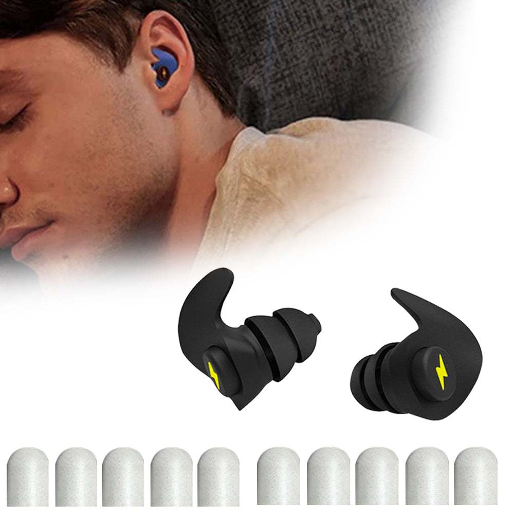 Ear Plugs for Sleeping Noise Silicone Earplugs Sound Reduction Reusable Earplugs with 5 Pairs Replacements -Black